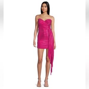 Semi & Cade Elegant Hot Pink Strapless Dress